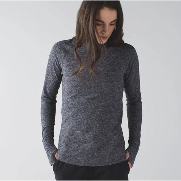 Lululemon Warm Your Core Long Sleeve Tee Heathered Black Size Medium - Picture 1 of 11